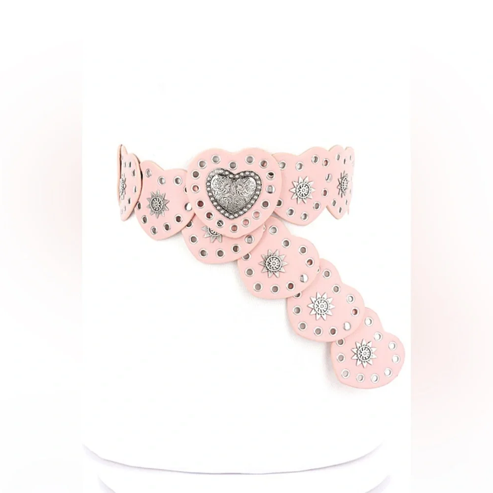 Vegan Leather Heart Western Concho Statement Belt
